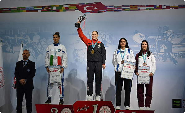 Podium ceremony at the WAKO European Championships 2022, Turkey